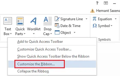 Customize the ribbon