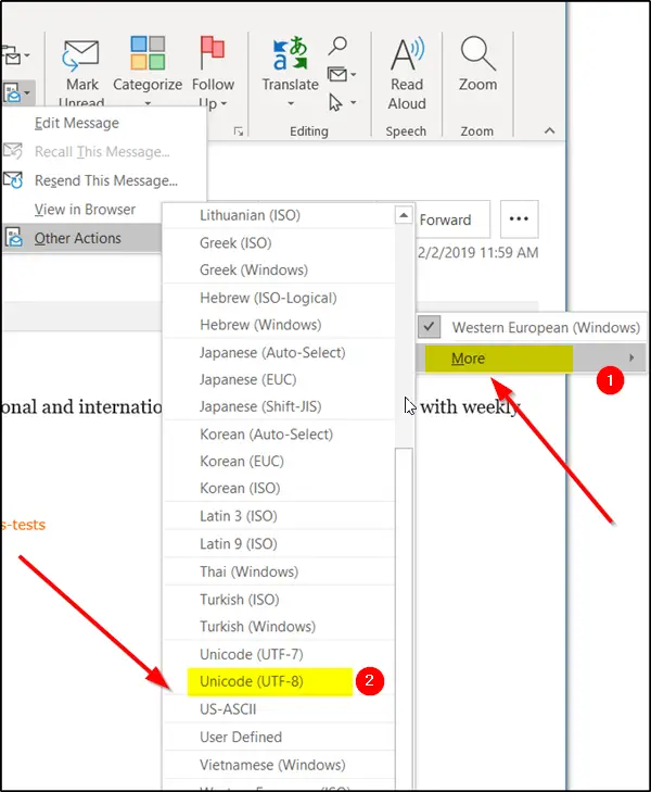 1729173679 547 How to change Character Encoding in Outlook