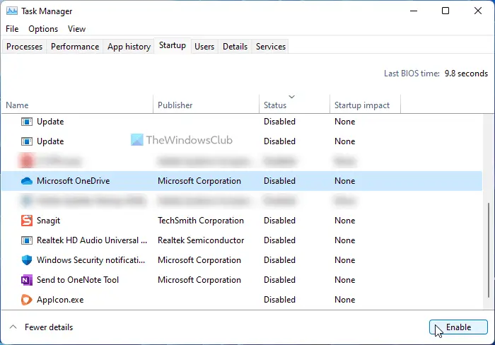 OneDrive not opening on startup in Windows 11/10