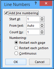 How to add line numbers in Word document