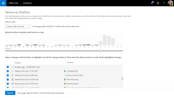 1729278889 467 Use OneDrive to restore deleted files or previous versions