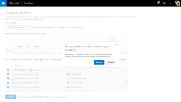 1729278889 718 Use OneDrive to restore deleted files or previous versions