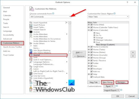 How to open Journal folders in Outlook