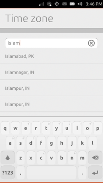 Ubuntu Touch - 08.09.1 - Settings - Time & Date - Timezone