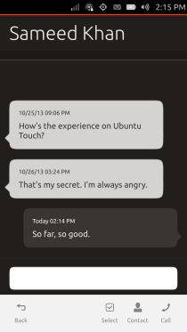 Ubuntu Touch - 11.3.2 - Apps - Messaging - Thread Toolbar