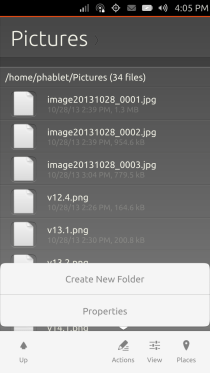 Ubuntu Touch - 21.4 - Apps - File Manager - Actions