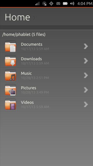 Ubuntu Touch - 21.1 - Apps - File Manager - Home