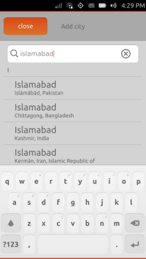 Ubuntu Touch - 23.2 - Apps - Weather - Add City