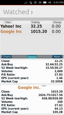 Ubuntu Touch - 24.4 - Apps - Stock Ticker - Details