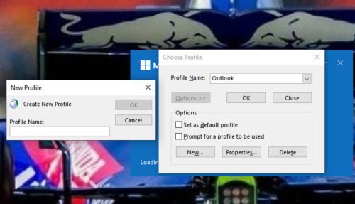 Create new Outlook profile