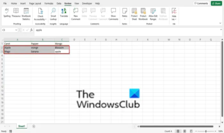 How to Spell Check specific regions, parts, cells or columns in Excel