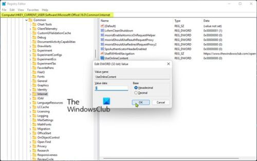 Modify UseOnlineContent Registry key