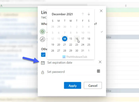 How to set Expiration Date and Password when sharing Excel files online