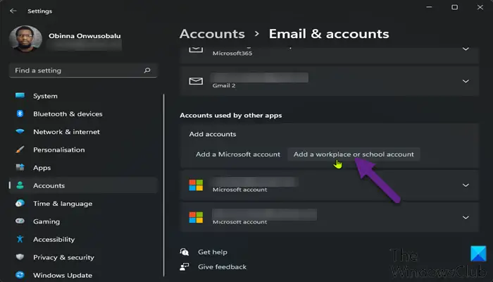 Add a workplace or school account