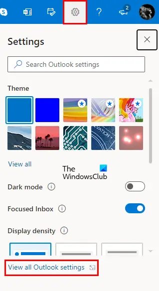 View all Outlook Settings