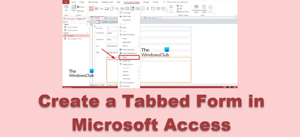 How to create a Tabbed Form in Access