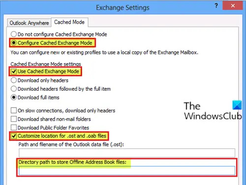 Check directory path of the OAB file-Outlook 2013