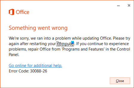 Error Code 30088-26 or 30010-45 when updating Office apps