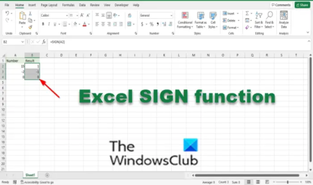 How to use the SIGN function in Excel