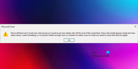Excel can’t insert new cells because it would push non-empty cells