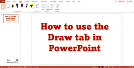 How to use Draw tab in PowerPoint to draw during presentation