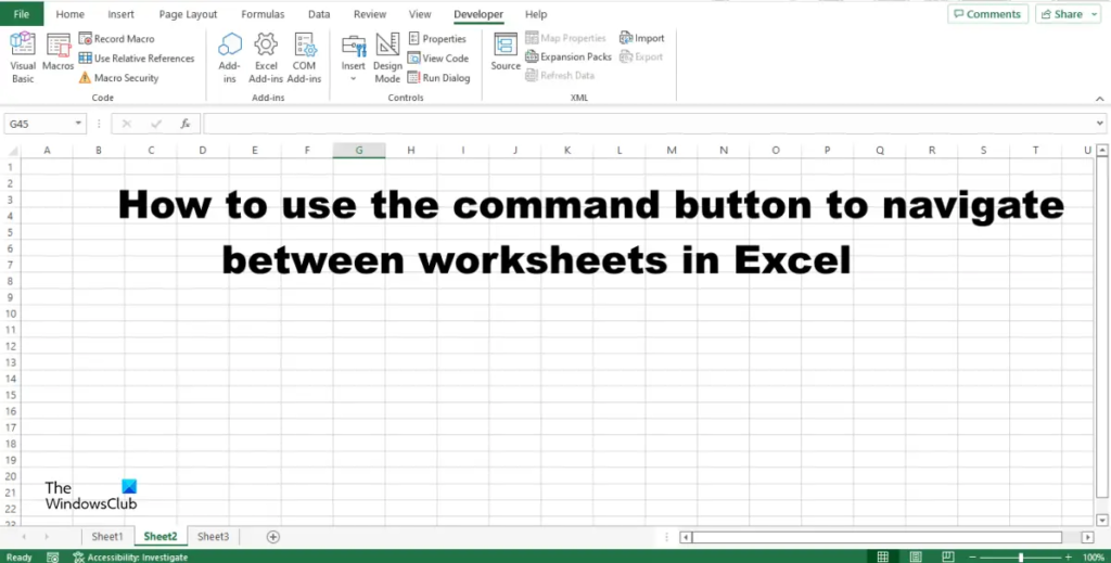 How to navigate between Excel worksheets using Command button