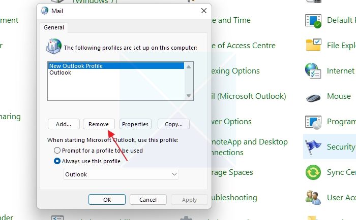 Remove Old Outlook Profile