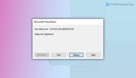 Fix Class not registered VBA Run-time error