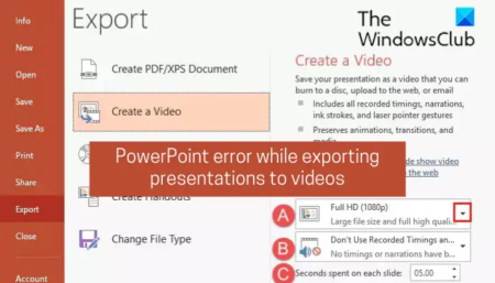 Fix PowerPoint Error while exporting video