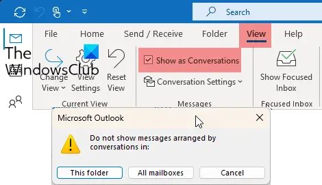 elect the Show as Conversations to enable Conversation View