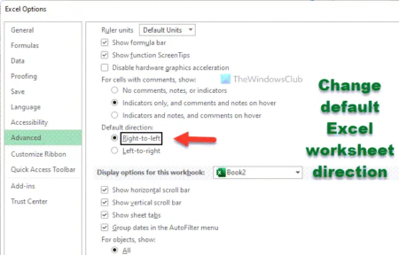 How to change default Excel worksheet direction from right to left