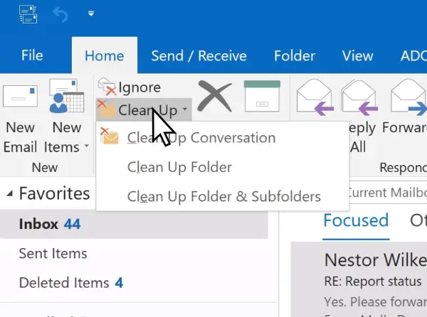 Clean up conversation, folder, folder and subfolder