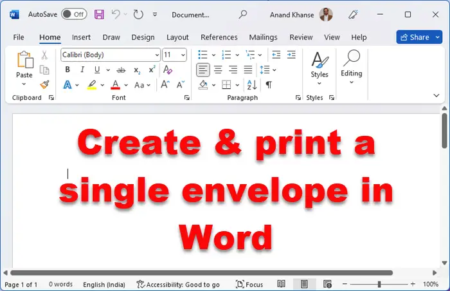 How to create and print a single envelope in Word