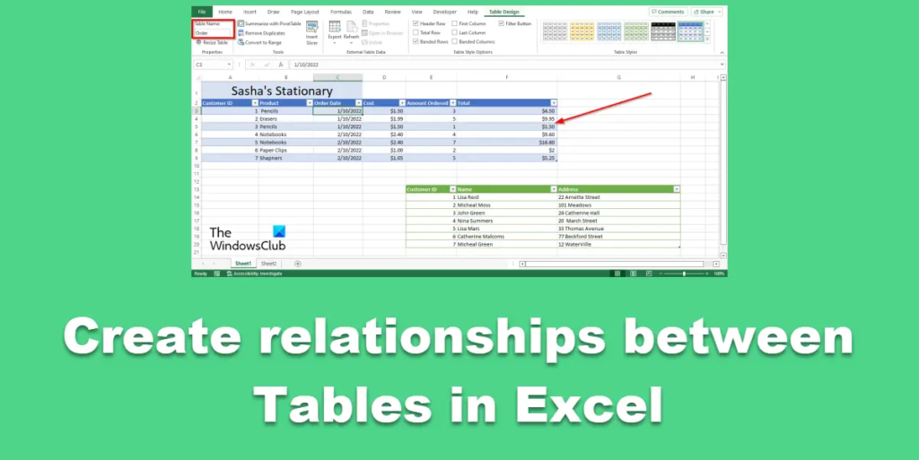 How to create relationships between Tables in Excel