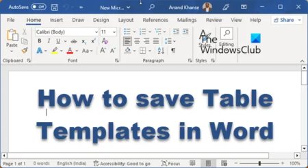 How to create & save Table Templates in Word