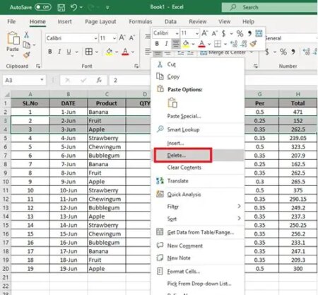 How to delete Multiple Rows in Excel in one go