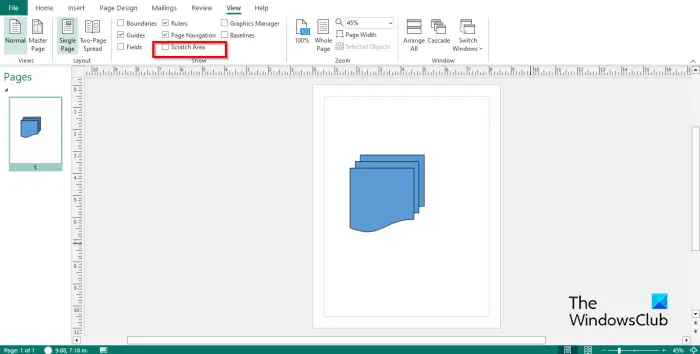 How to enable or disable Scratch Area in Publisher