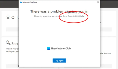 How to fix OneDrive error code 0x8004da9a in Windows 11/10