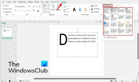 How to insert a Drop Cap in Publisher