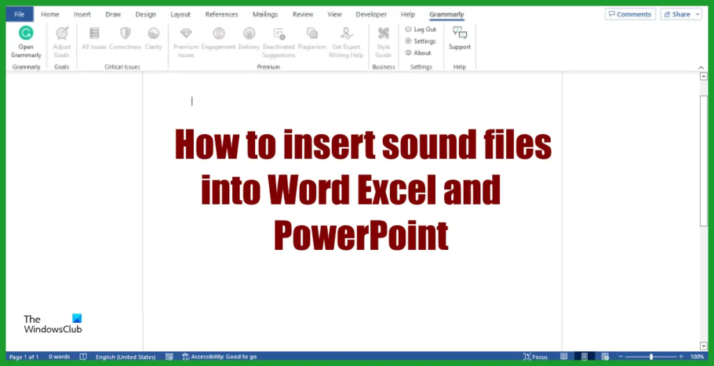 How to insert Sound file in Word, Excel and PowerPoint