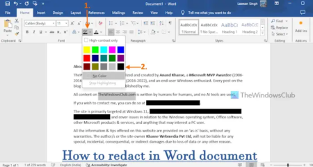 How to redact in Word document