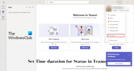 How to set Time duration for Status in Teams