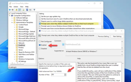 How to show OneDrive Notifications when deleting multiple files