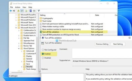 How to turn on or off File validation in Word, Excel, PowerPoint