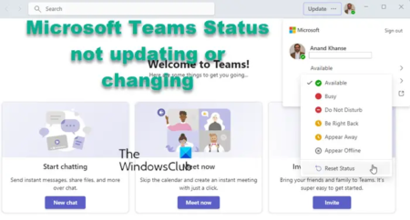 Microsoft Teams Status not updating or changing