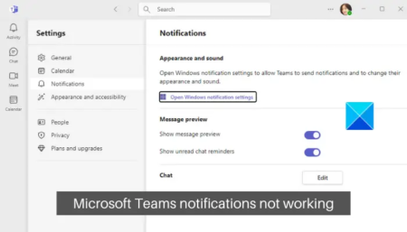 Microsoft Teams notifications not working in Windows 11/10