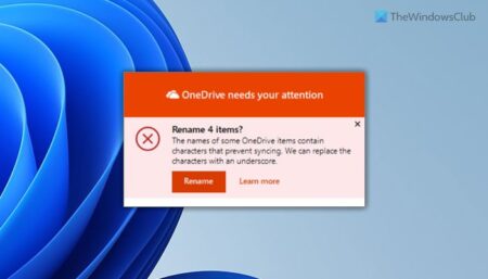 Names of some OneDrive items contain characters that prevent syncing