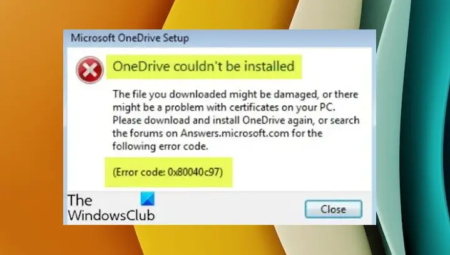 Error Code 0x80040c97, OneDrive couldn’t be installed