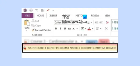 OneNote needs a Password to Sync this Notebook, 0x803d0005