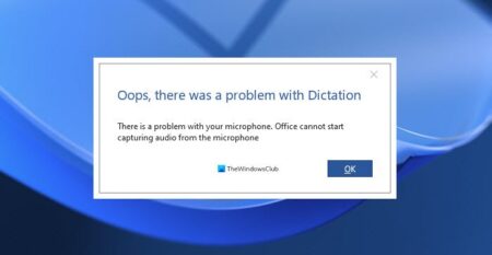 Oops, there was a problem with Dictation error in Word